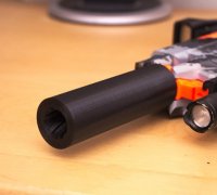 Vented Design Nerf Barrel Extension for Nerf Silencer Dart Gun 3D Printed 