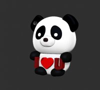 STL file Panda bow heart key chain・3D print design to download・Cults
