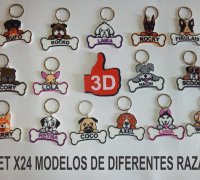Dog Keychain pack stl files 3d print 3D model 3D printable