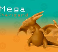 3D Printed Mega Charizard X - Pokemon by Gnarly 3D Kustoms