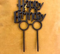 Harry Potter Happy Birthday cake topper by pauk, Download free STL model