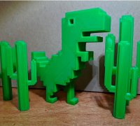 Vibrant google chrome dinosaur 3d model