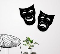 comedy tragedy mask stl file 3D Models to Print - yeggi