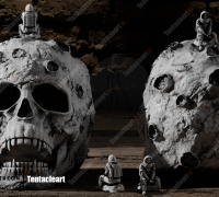 Dark anatomical human skull paracord beads - Paracord skull beads