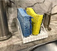 Spongemate by 2B Creations. 3D Printed. Low Profile Double Sink sponge  holder.