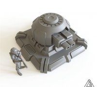 Large Anti Aircraft Gun Turret Scatter Terrain Scenery Miniature 3D Printed 