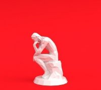 The Thinker, Low Polygon Statue Inspired by Rodin, 3D Printed