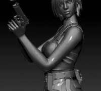 Jill Valentine Resident Evil 3 Remake with 2 bases for 3d print 3D