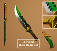 Lucky Seven Sword Model: STL 3D Printing Digital File Set