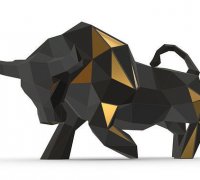 Bull Sculpture Low Poly - 3D Print Model by Skazok