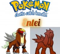 STL file Pokemon - Entei, Raikou and Suicune with 2 poses