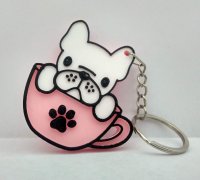 Cartoon Crystal French Bulldog Key Chain Transparent Puppy Cute