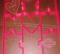 Puzzle Heart Valentine's Day Clay Cutter, Puzzle Pieces Heart