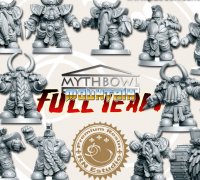 3D Printable Human Team 16 miniatures Fantasy Football 32mm by RN Estudio