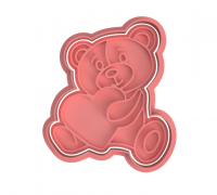 STL file TEDDY BEAR WITH BALLOON HEART CUTTER + STAMP / COOKIE CUTTER 🧸・3D  printable model to download・Cults