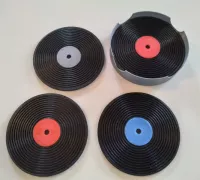 STL file 🎵 Gramophone with coaster vinyls 🎵 ・3D printing design