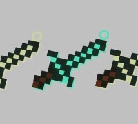 Diamond Sword - Printable Minecraft Diamond Sword 3D Template