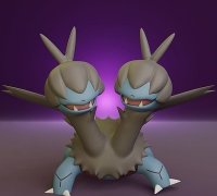 Pokemon - Deino Zweilous and Hydreigon with 2 poses 3D model 3D printable