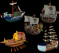 one piece thousand sunny pirate ship Free 3D Model in Sailboat 3DExport