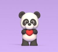 STL file Panda bow heart key chain・3D print design to download・Cults