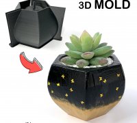 Wood Geometric Plant Pots Air Element, Earth Element, Vector 3 4 6 Inch  Planters 3D Printed 