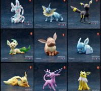 STL file EEVEE AND ALL EEVEELUTIONS 🐉・Template to download and
