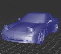 STL file Mazda RX7 Print in Place with moving wheels 🚗・Model to