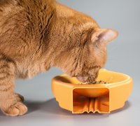 STL file cat bowl holder 🐱・3D printable model to download・Cults