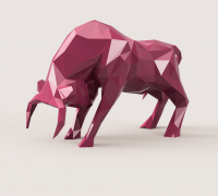 Bull Sculpture Low Poly - 3D Print Model by Skazok