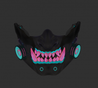 Custom design Cyberpunk Demon Oni mask - Crealandia