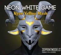 Neon White Mask STL 3D Model (Instant Download) 
