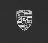 Porsche Logo Small, 3 1-2 x 4 1-4, Die Cut, White or Black