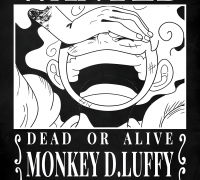 STL file One Piece Manga Color Print - Luffy Gear 5 Wanted Poster