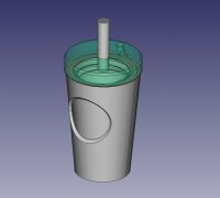Starbucks coffee cup with flat lid 3D model 3D printable