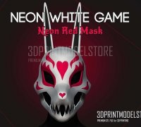 Neon White Game Yellow Mask - Japanese Kitsune Cosplay