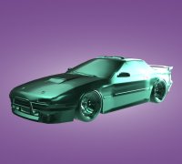 STL file Mazda RX7 Print in Place with moving wheels 🚗・Model to