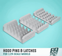 STL file Racing hood pins/latches for 1:24 scale model cars 🧷・3D