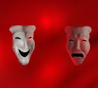 3D Printable Theater Comedy Tragedy Masks by Scotty-G