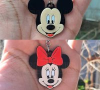 STL file Mickey Mouse and Minnie Mouse Keychains・3D printable