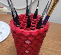Hexagonal Paintbrush Holder by tno2k22, Download free STL model