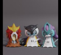Pokemon - Entei Raikou and Suicune with 2 poses 3D model 3D printable