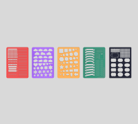 Bullet Journal Stencil ICON set with bookmark