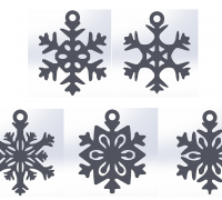 3D Snowflakes 5 pack SET - Commercial license