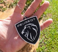 STL file Keychain with Peugeot logo year 80 🗝️・Model to
