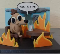 this is fine dog on fire meme 3D model 3D printable