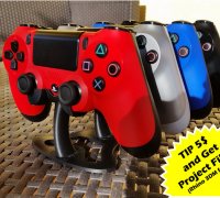 3D Printable phone grip with ps4 dualshock/soporte móvil mando ps4 by  caractermaker